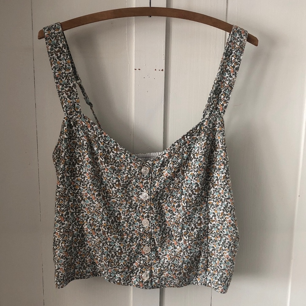 Abercrombie & Fitch Floral Button-Up Crop Top - Multicolor cottagecore X-Large
